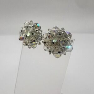Laguna Vintage Crystal Cluster‎ AB Clip-On Earrings